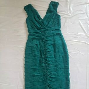 Tadashi Collection Womens Tiered Chiffon Sleeveless Sheath Dress Green Size 6